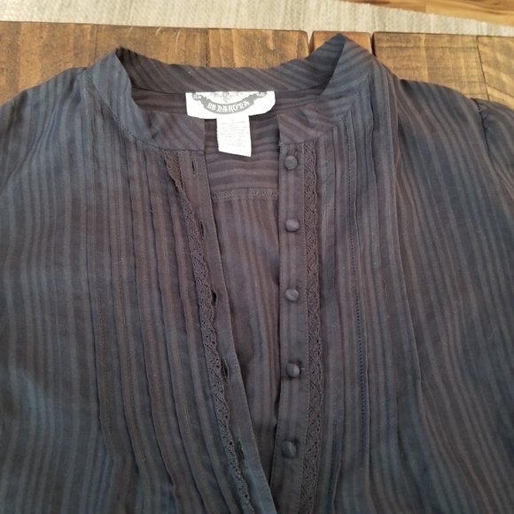 BB Dakota Ruffle Mini Dress Small Navy Blue Prairie Style Pleated - Picture 3 of 8